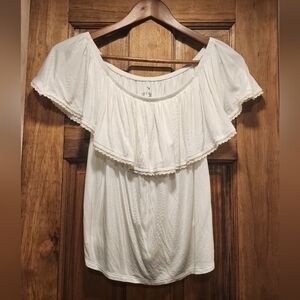 American Eagle Outfitters White Off-Shoulder Blouse